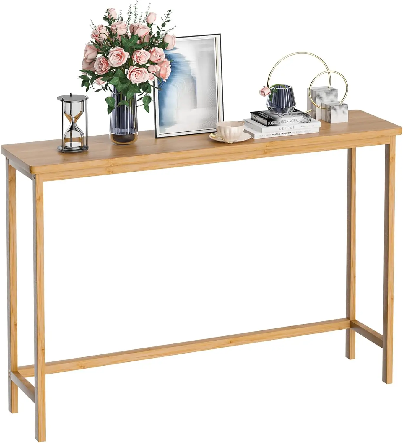 

Бамбуковый консольный столик 39 дюймов для прихожей, гостиной, спальни - узкий придиванный столик, натуральная отделка