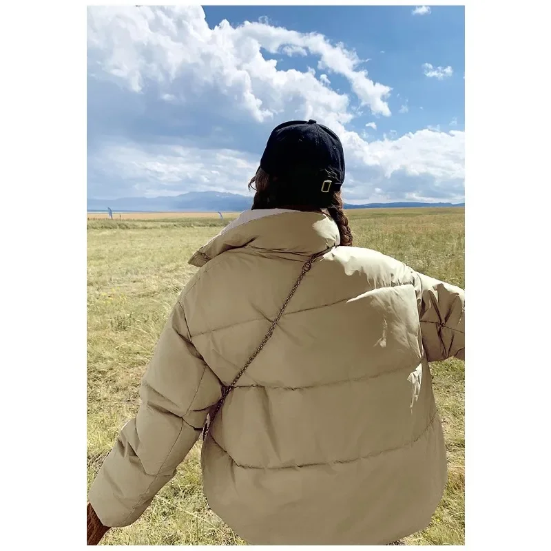 Sweet Parkas for Women Autumn Winter Short New Korean Fashion Thicken Warm Jackets Ladies Solid Casual Oversized Female Coats