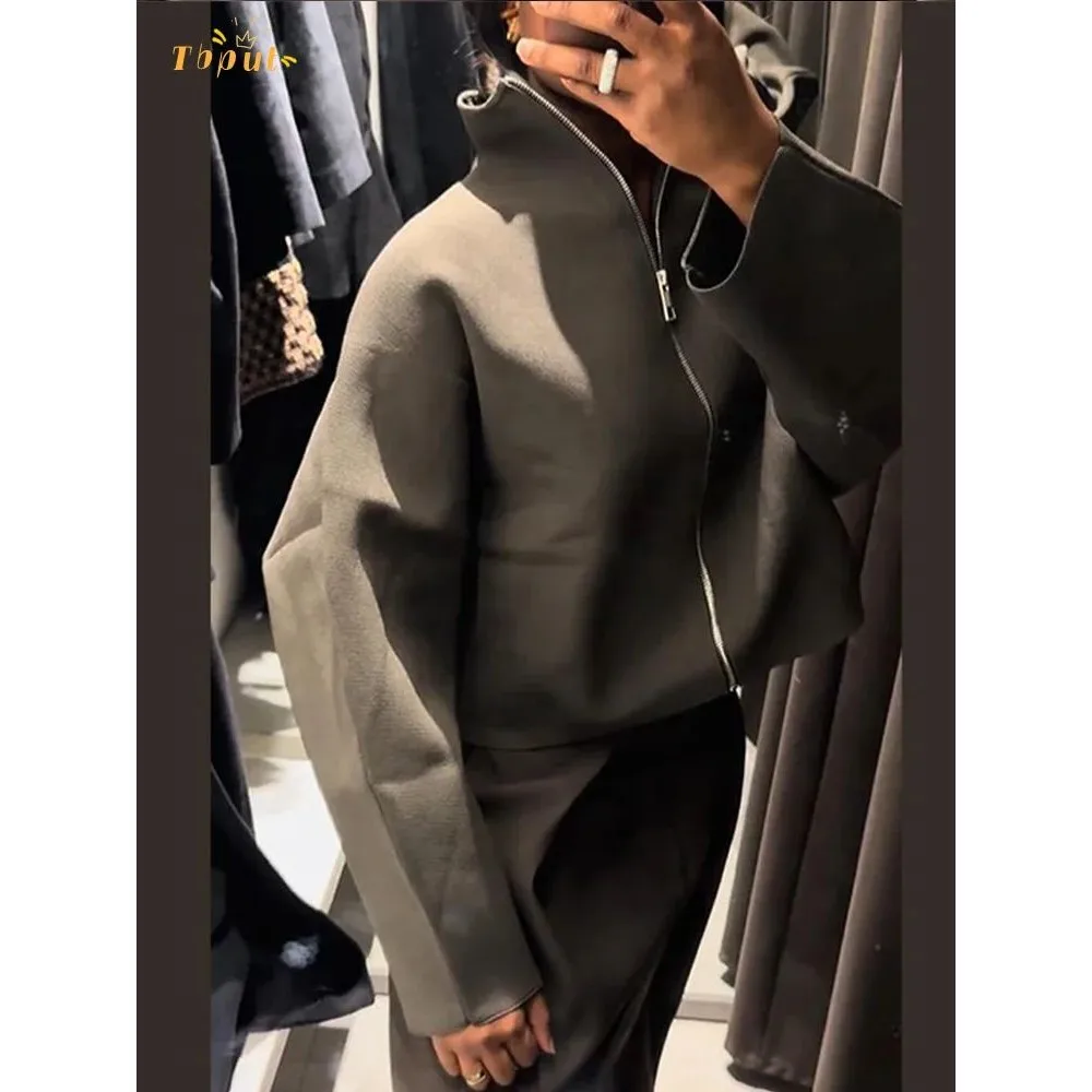 

Женское повседневное вязаное пальто с воротником-стойкой и молнией Full Sve Bright Tead Coolmax Fiber Winter Faion, женский свитер