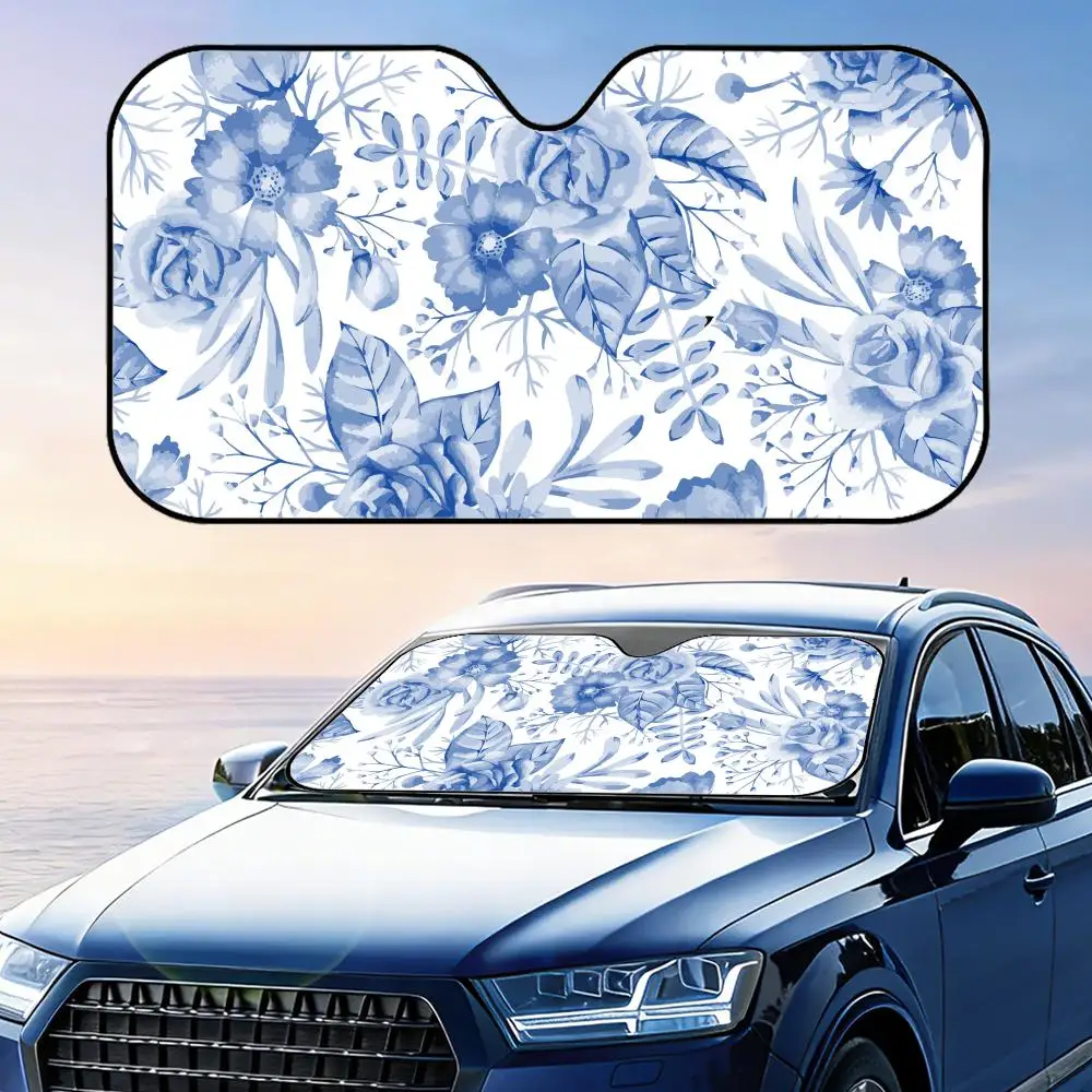 

Flowers Pattern Floral Sun Visor Reusable Aluminum Foil Car Windshield Sun Visor UV Protector Heat Insulation Cover Shade