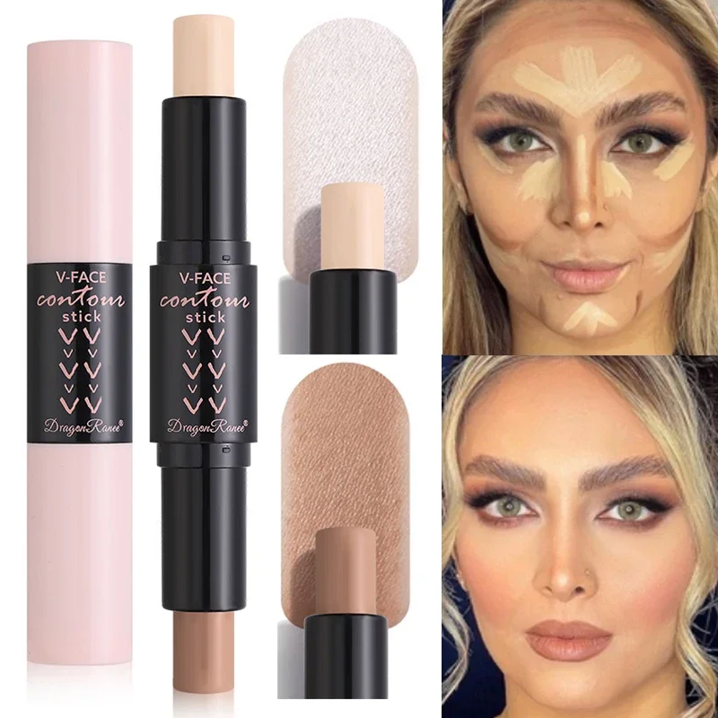 Gezicht Bruine Bronzer Contour Stick Tweekoppige Verhelderende Gezicht Make-Up Pen Gladde Contour Schaduw Highlight Concealer Cosmetica