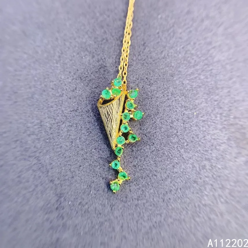 

KJJEAXCMY Fine Jewelry Natural Emerald Necklace 925 Sterling Silver Gemstones Women's Pendant Bridal Party Gift