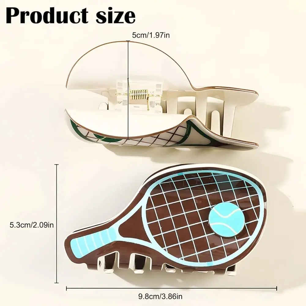 New Creative Tennis Shark Hair Clip Tennis Racket Shape Sports Hair Claw PVC Non Slip Hair Clamps for Women Girls view 5
