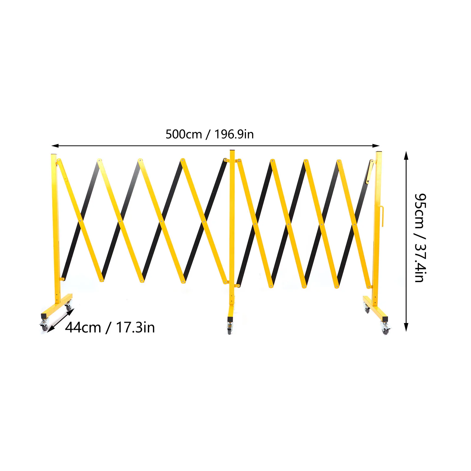 Traffic Fence Portable Long Service Life 5M Easy To Assemble Metal Barricade Strong with Locking Casters for Construction Work