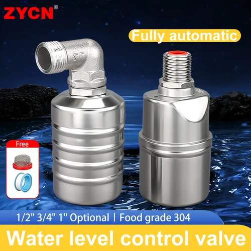 Válvula de Control de nivel de agua automática de acero inoxidable 304, 1/2 "", 3/4"", 1 "", válvula de bola flotante de gran flujo, interruptor de piscina de torre, grado alimenticio