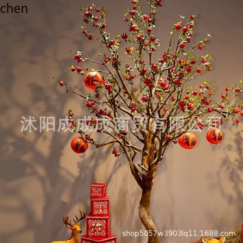 HXL Premium Artificial Green Plant Decoration Orange Ornament Wishing Fake Tree