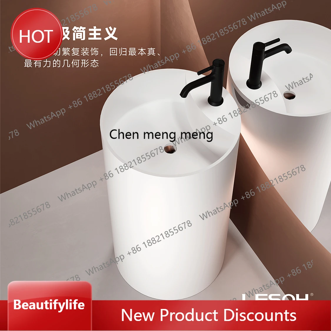 

zq10 Column basin high-end art design home hotel homestay integrated cabinet