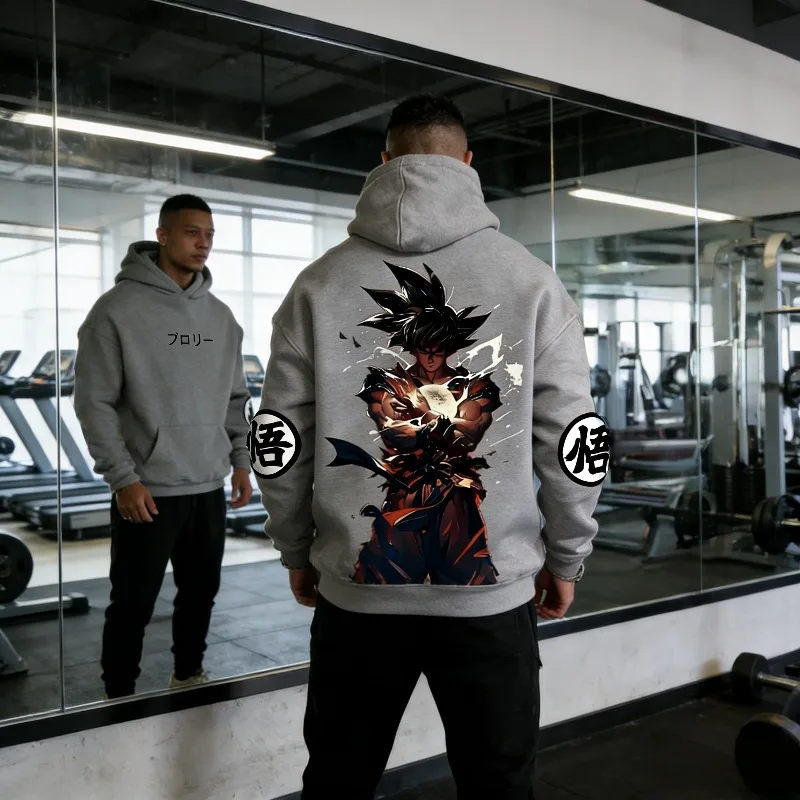 

2026 Spring Dragon Ball Son Goku Pure Cotton Men's Hoodie - Oversized Casual Pullover with Anime Print, Unisex for Adults & Kids