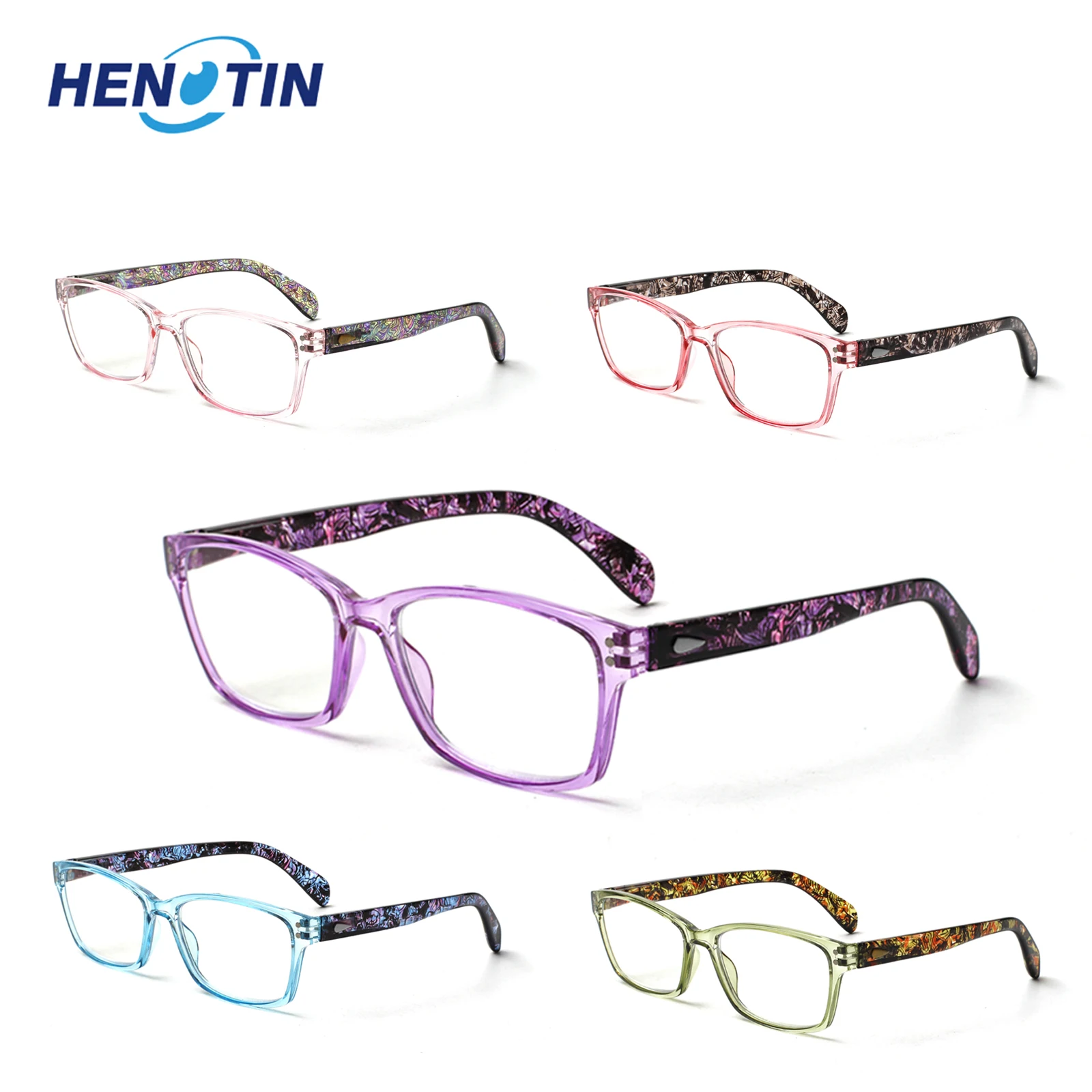 

Henotin Classic Retro Square Women's Sunglasses Reading Mirror Brand Vintage Travel Small Rectangular Reading Glasses