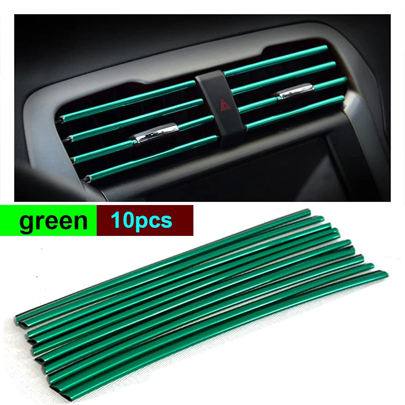 

10Pcs/set Car Air Conditioner Vent Outlet Trim Decor Strips U Shape Moulding PVC Colorful Shiny Car Trim Strips Decoration