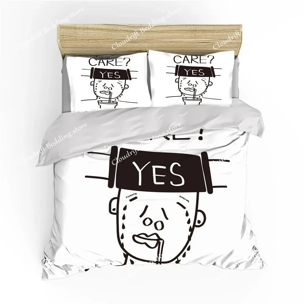 Nordic Simple Continuous Line Drawing King Queen Duvet Cover ArtPainting Bedding Set Abstract Stick Figure Polyester Quilt Cover