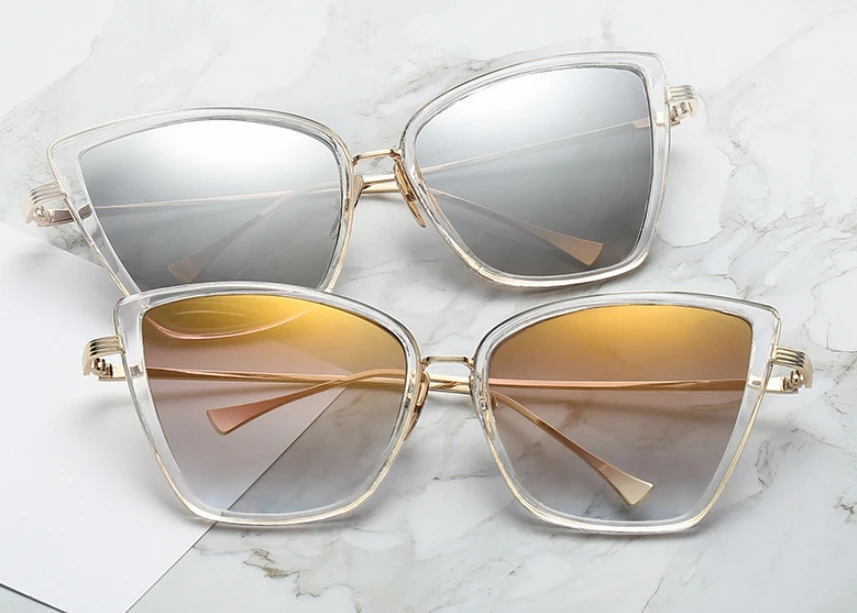 45255 Women Cat Eye Sunglasses Mirror Glasses UV400 Fashion Male Female Shades