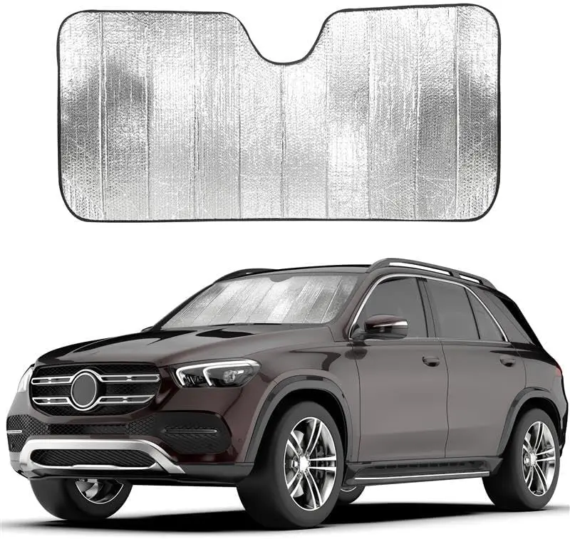 

Accordion Foldable Windshield Sun Shade for SUVs & Pickups with Reflective Dual-Layer Design Large 58x28