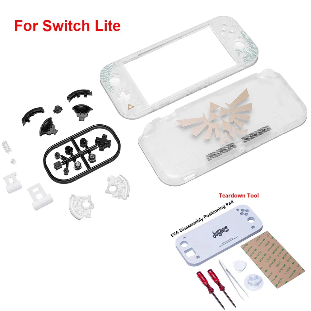 For Switch Lite Game Console Case Replacing Shell Housing Buttons Tempered Glass Film Screen Modification Accessory