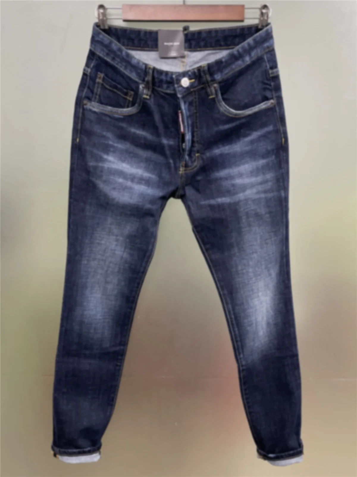 

Autumn 2024 New D2 Jeans Men's Washed Black Skinny Pants Simple All-match Fashion Wrinkle Slim-fit