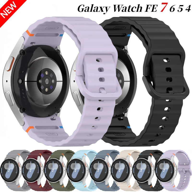 

Official Wave Silicone Band For Samsung Galaxy Watch FE/7/6/5/4 44mm 40mm Sports Bracelet Galaxy Watch 6 Classic 47mm 43mm Band