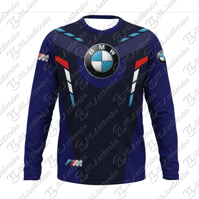 

Рубашка с длинным рукавом BMW Racing, летняя мужская и женская новая дышащая скоростная сушка, спортивный трикотаж с круглым вырезом, модный топ большого размера
