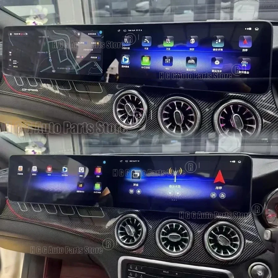 

HJ RHD Dual Screen For Mercedes Benz A B Class GLA CLA W245 W246 W176 X156 C117 2013-2019 Android Auto GPS Carplay Car Stereo