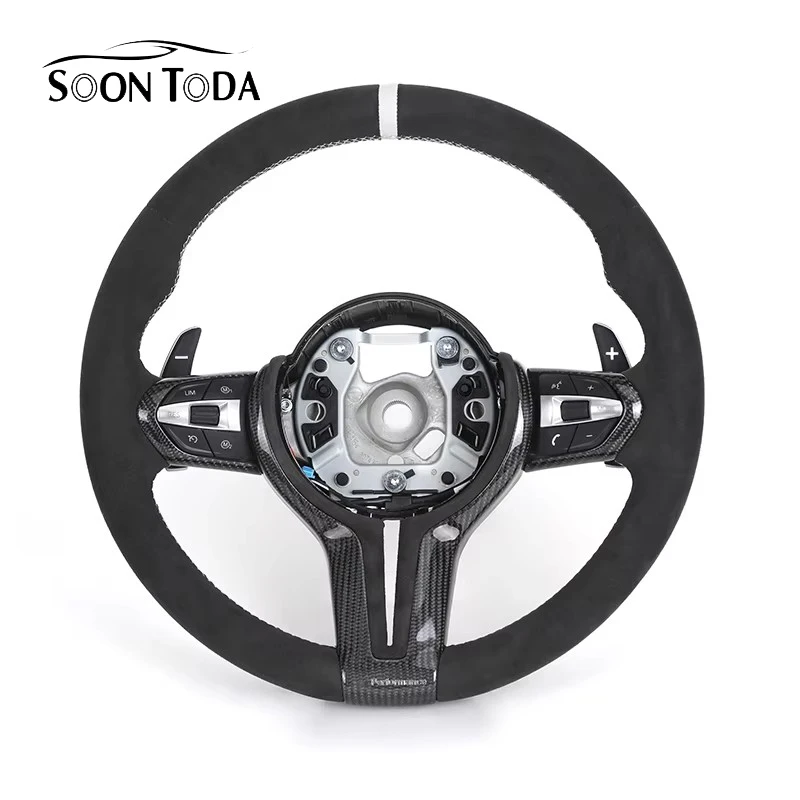 

White Streak Full Alcantar Steering Wheel for bmw M3 M4 M5 M6 F10 F15 F20 F30 F31 F32 F36 E90 Quick Release Without airbags
