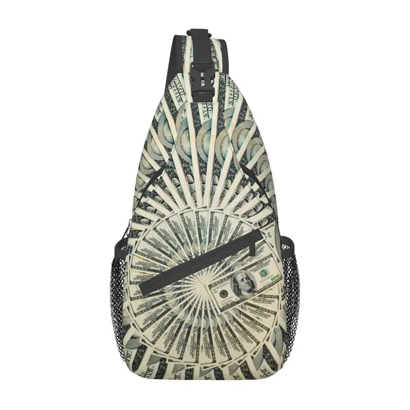 100 Us Dollar Bankbiljet Sling Crossbody Borst Zak Mannen Cool Geld Patroon Schouder Rugzak Voor Wandelen