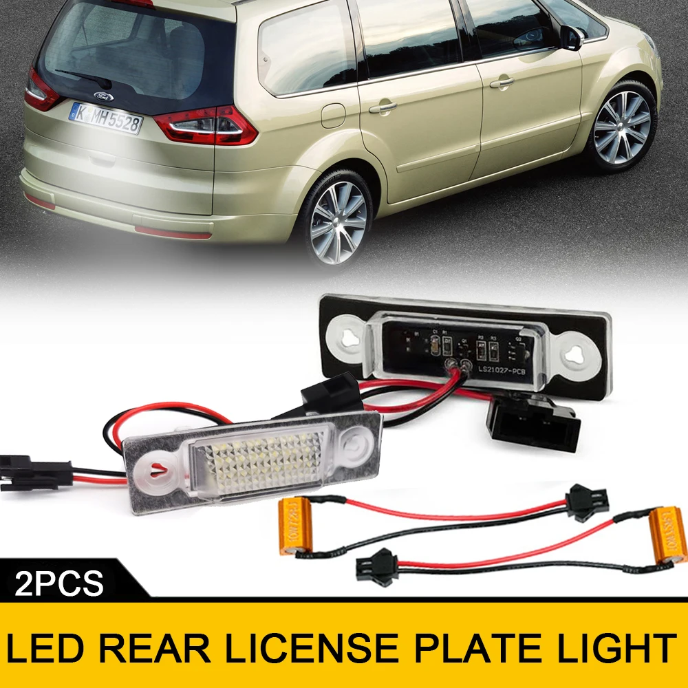 2Pcs 6000K White LED Rear Number License Plate Light for Seat Alhambra 7V8 7V9 & VW Sharan 7M8 7M9 7M6 & Ford Galaxy WGR