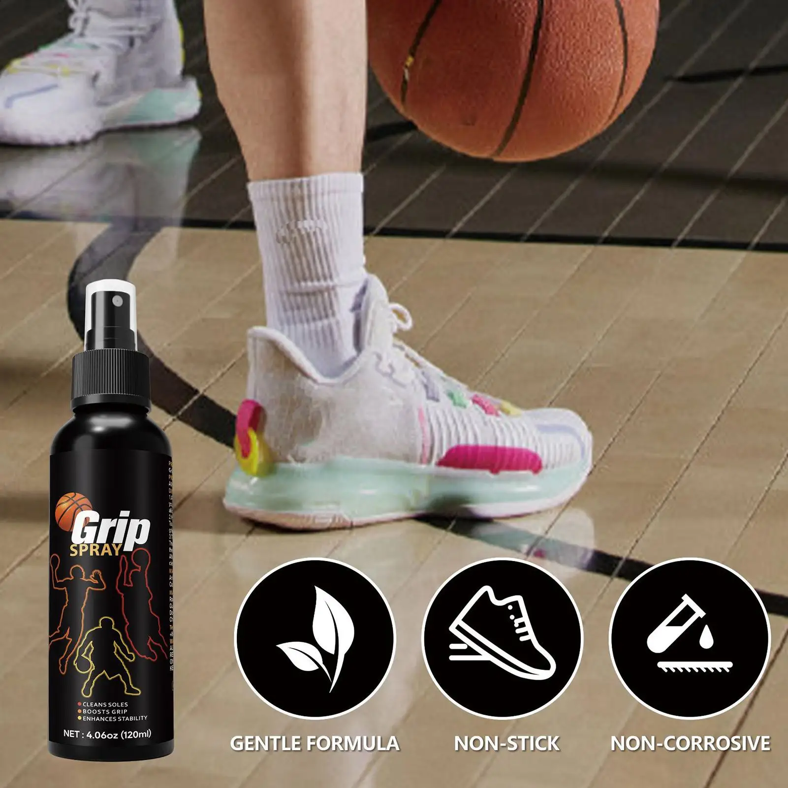 Spray de agarre de suela de 120ml, Spray de suela antideslizante de baloncesto para mejorar la tracción, mejora de agarre deportivo, potenciador de tracción de zapato