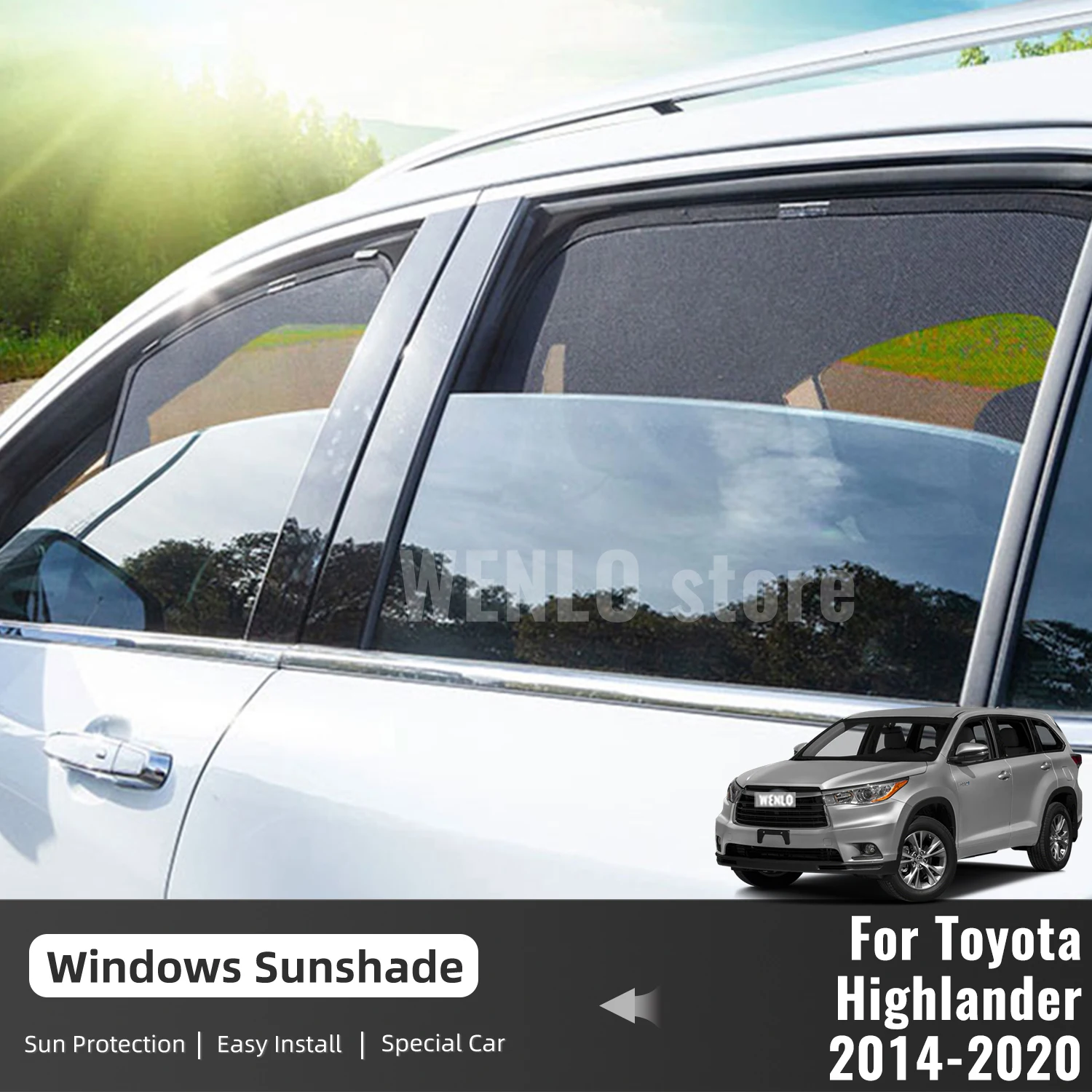 

For Toyota Highlander Kluger U5 2015-2018 2019 2020 Magnetic Car Sunshade Front Windshield Curtain Rear Side Window Sun Shade