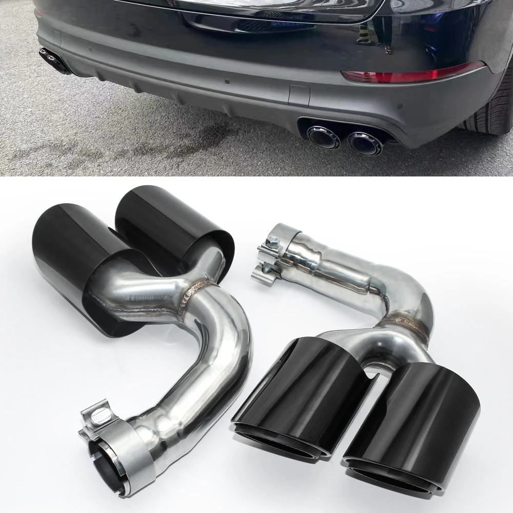 

304 Stainless Steel Black Car Exhaust Tip For Porsche Cayenne Hybrid Petrol 2018 2019 2020 Exhaust System Pipe Muffler Tip