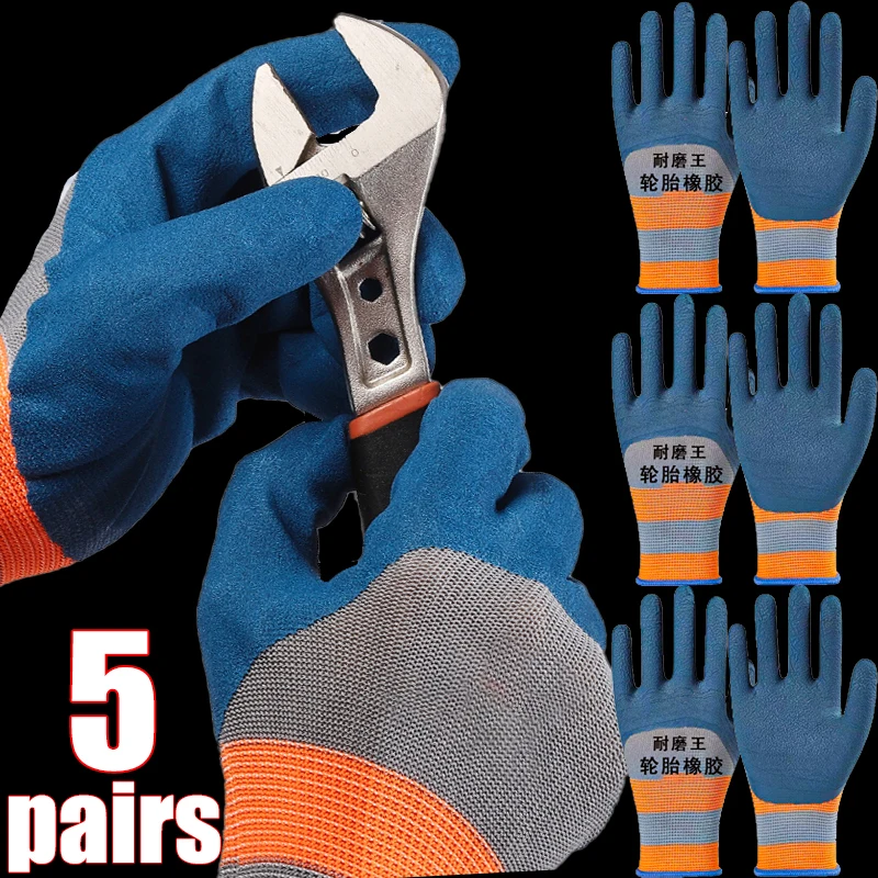 10Pcs Tire Rubber Labor Gloves Wear Resistant and Anti Slip Latex Gloves Maintenance Construction Work Safety Protective Gloves