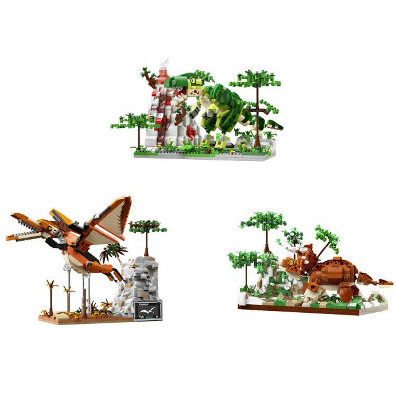 Jurassic Dinosaur World Nanobrick Tyrannosaurus Rex Triceratops Micro Diamond Block Pterosaur Toy Building Bricks For Gifts