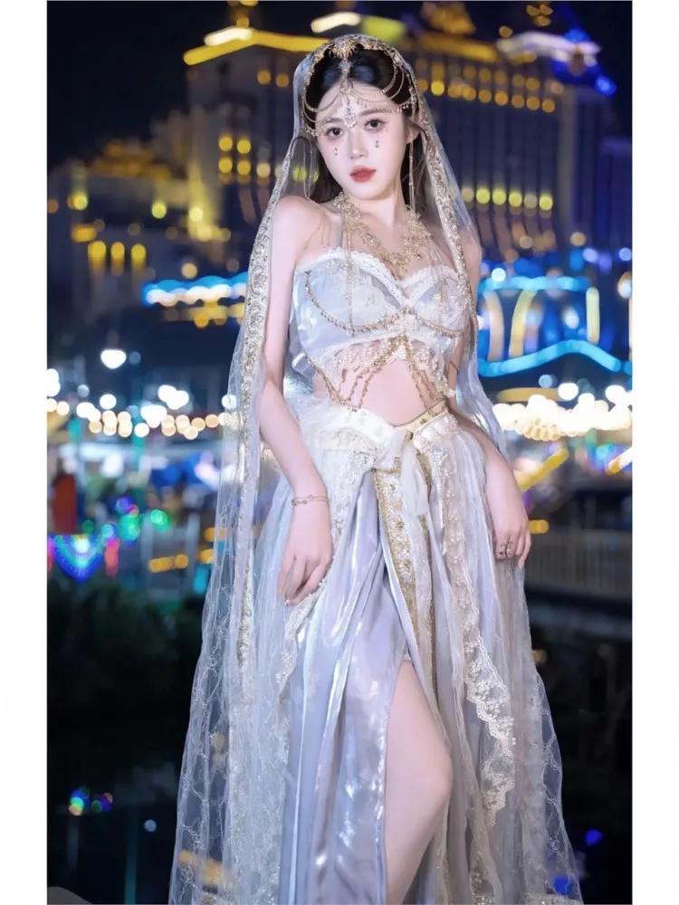 서부 지역 이국적인 무용 의상 여행 사진 고대 의상 및 한복