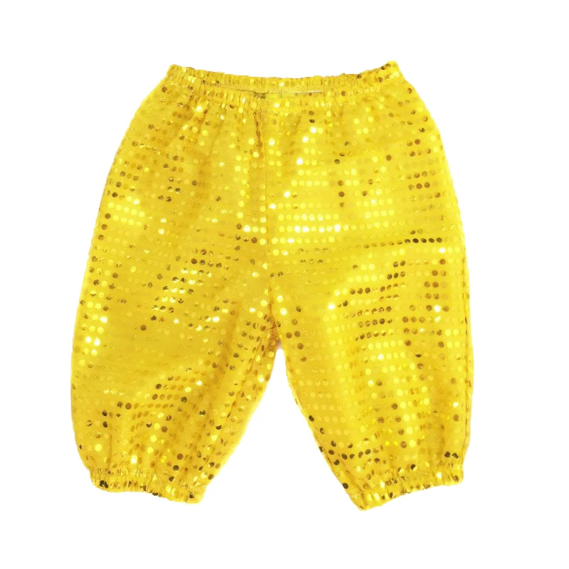 

Kids Girls Shiny Sequins 1/2 Pants Dance Costume Jazz Wear Dancewear Children Performance Hip-hop Fashion Boy's Harem Pants Gold