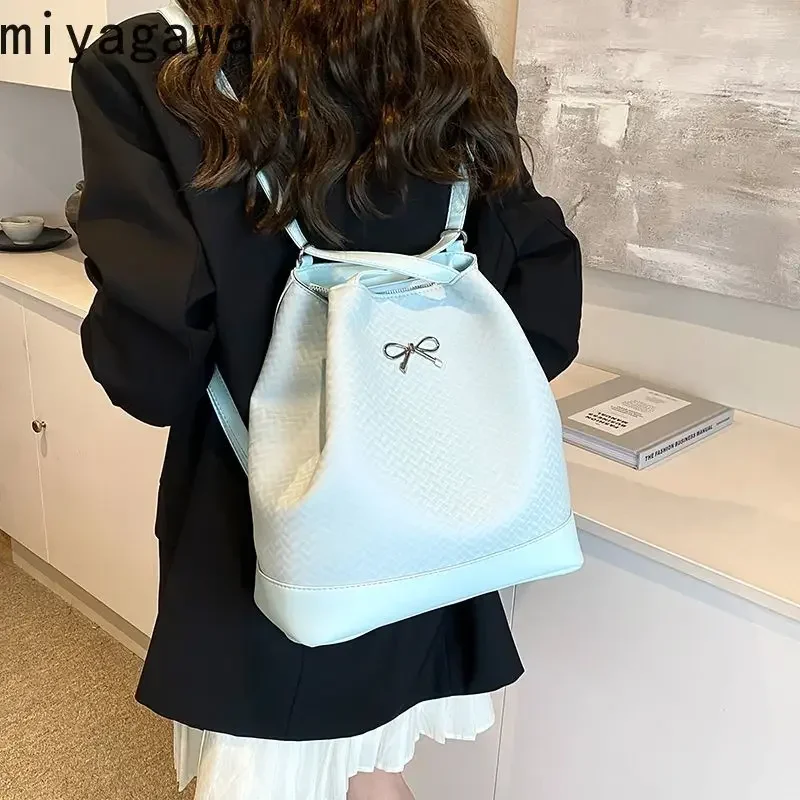 

Miyagawa Korean Niche Fashion Backpacks for Women 2024 New Fashionable Backpack Bucket Bag Versatile Casual Shoulder Bags