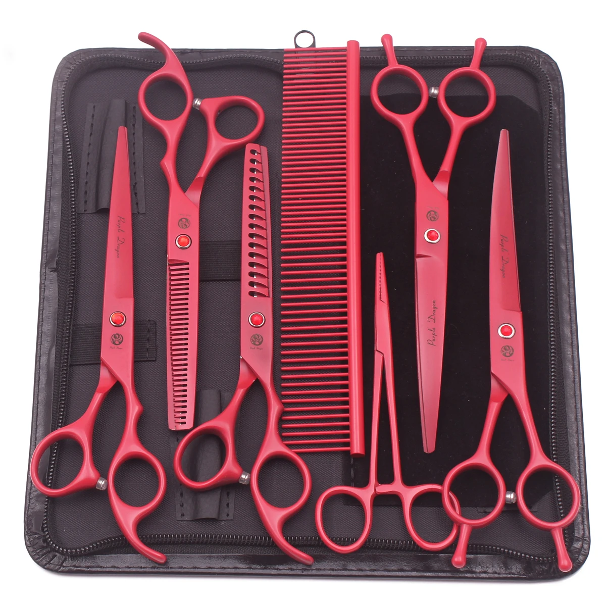 7\'\' Professional Dog Grooming Scissors Hair Cutting Shears Fishbone Thinning Comb Hemostatic Forceps Cat Pet Hairdressing Z3002