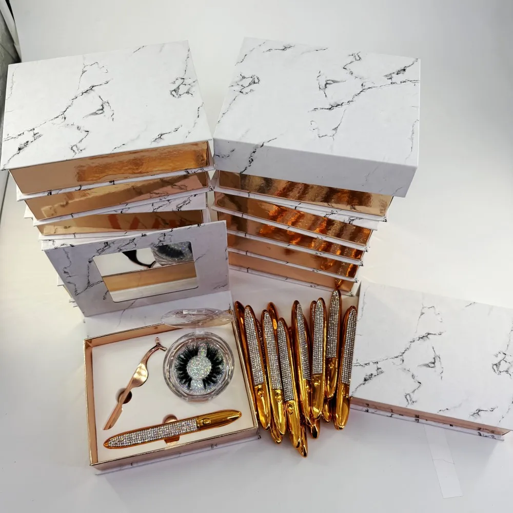 5 set wholesales price Mirror Magic Eyeliner Book with Mink Lash Applicators Dramatic Lashes Liquid Eye Liner Set