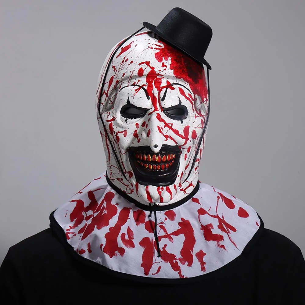 

Bloody Terrifier 3 Art The Clown Mask Cosplay Horro Joker Killer Demon Skull Latex Helmet Halloween Carnival Party Costume Props