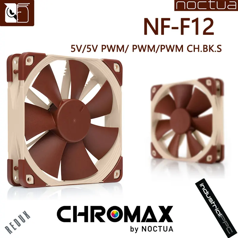 Noctua NF-F12 컴퓨터 케이스 팬 120mm PWM 댐핑 데스크탑 케이스 CPU 공기 냉각기 냉각용 조용한 라디에이터