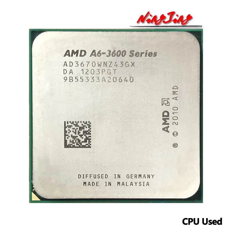 AMD A6-Series A6-3670K A6 3670 k 2.7 جيجا هرتز وحدة المعالجة المركزية رباعية النواة المستخدمة AD3670WNZ43GX المقبس FM1 #1
