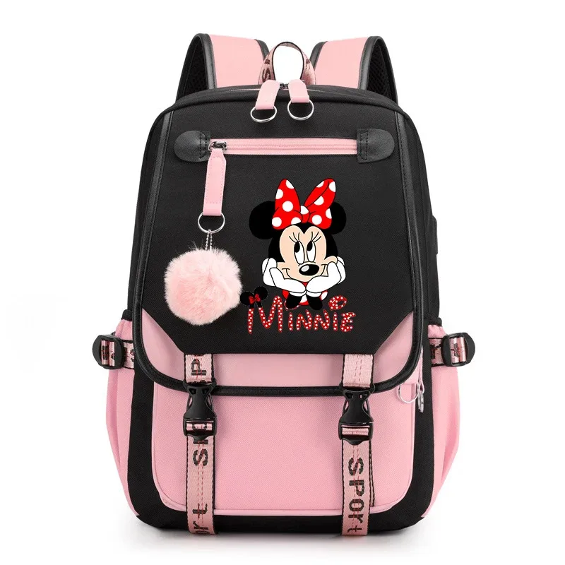 

Disney Микки и Минни Маус женский мужской рюкзак дорожная сумка Mochila рюкзаки подростковый рюкзак для ноутбука с зарядкой через USB