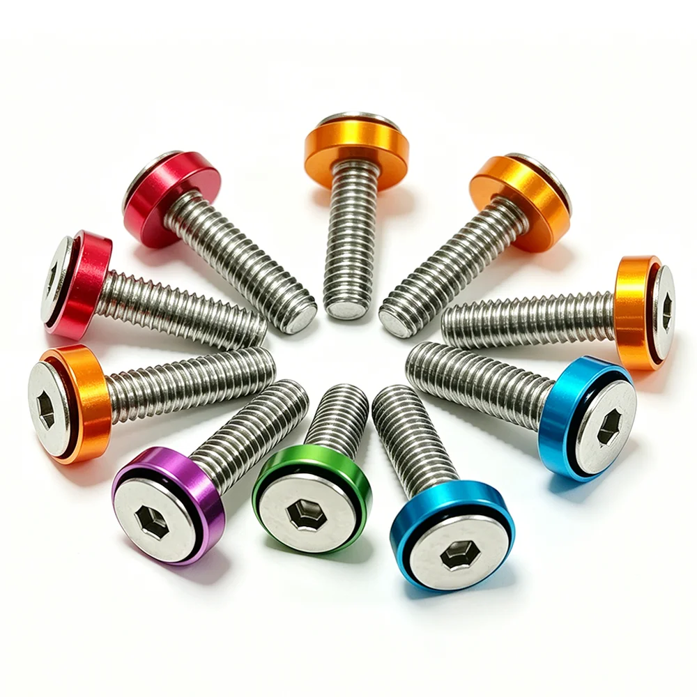 M6 Aluminium Alloy Colorful Washer Countersunk Gasket Hex Screw Set Anodized Aluminum Spacers Stainless Steel Bolt Kit