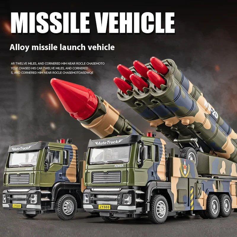 18cm Alloy Missile Launcher Toy Model - Features Sound & Light Effects, Retro Pull-Back Action - Perfect for Children\'s Creative