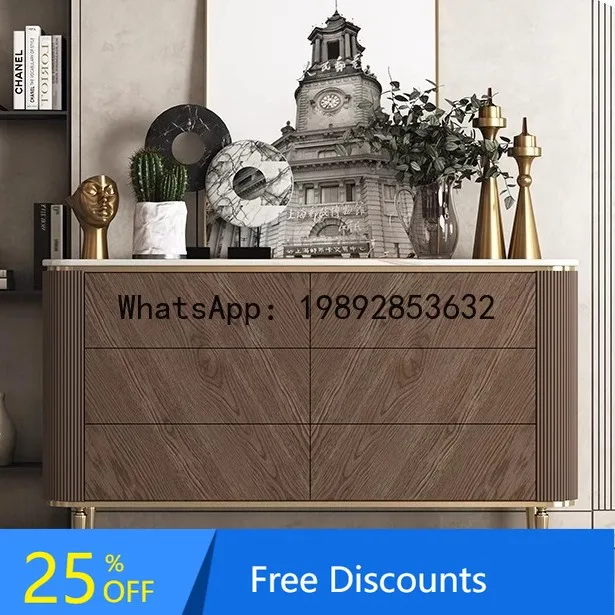 

CZ Italian Style Bedroom TV Cabinet with Six Drawers Living Room Storage Decorative Cabinet American Style Marble Drawer Cabinet