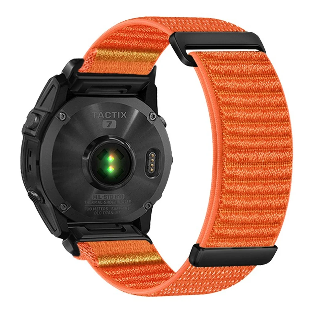 22mm Watch Band For Garmin Fenix 7  /  7 Pro  /  6  /  6 Pro Two-Piece Magic Tape Nylon Woven Wrist Strap - Orange