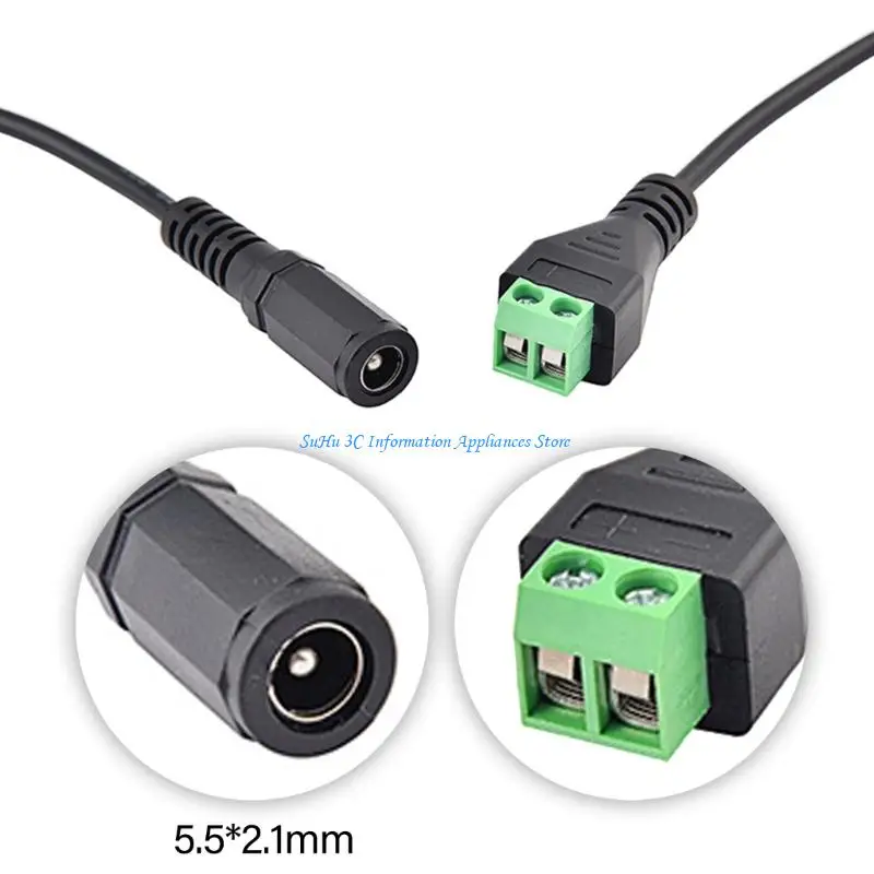

Solderless 5.5x2.1mm Female Power Cord DC5521 Adapter Cable Line for Routers Security Cameras High Current 3A OD3.5