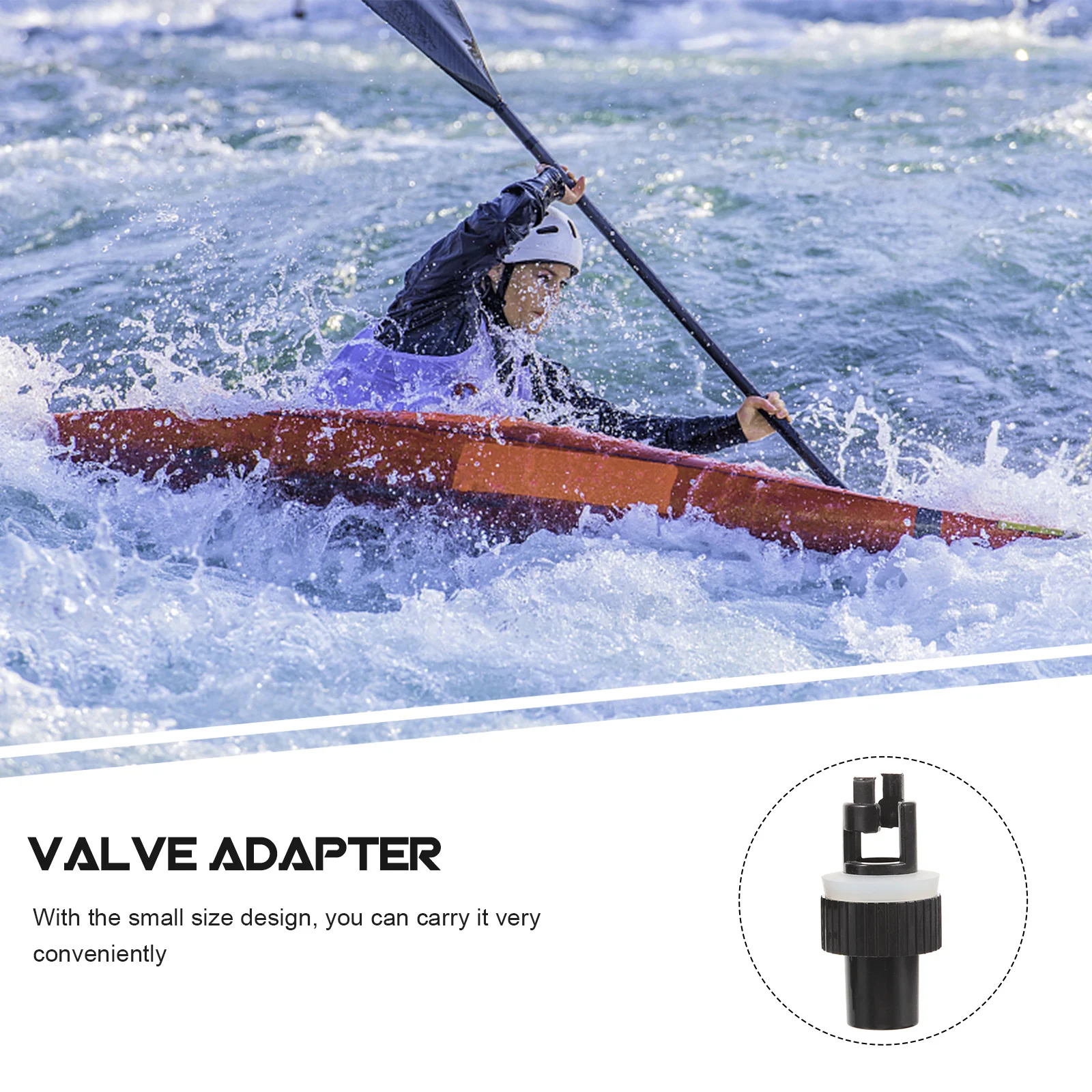 

2Pcs Portable Quick Inflate Valve Adapter Sturdy Lightweight for Kayak Inflatable Boat Supplies Air Valve Adapter