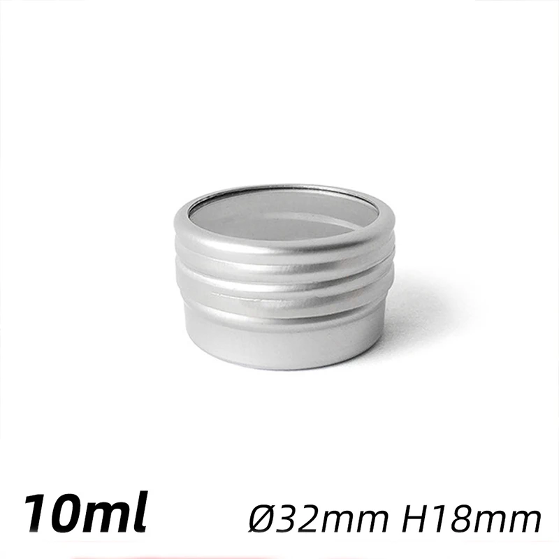 

10pcs Small Aluminum Storage Jars 10ml 32×18mm Clear Window Containers for Jewelry Nail Art Sequins for DIY Display Organizing