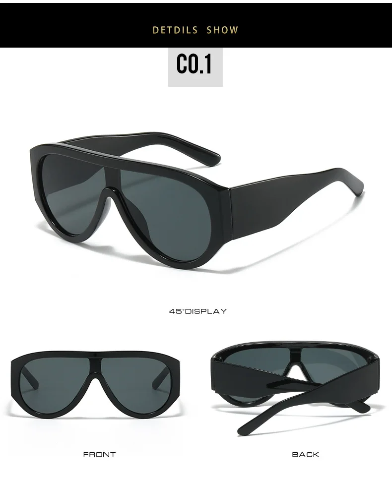 Luxus Pilot Sonnenbrille Frauen Marke Design One Piece Shades Großen Rahmen Sonnenbrille Gelbe Linse Brillen Weibliche Shades – Detail 7