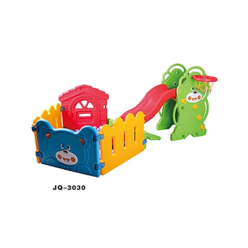 

New Great Fun Cartoon Animal Kids Baby Toys Combination Slide Home Indoor Small Plastic Children Play Slides With Ball Pool
