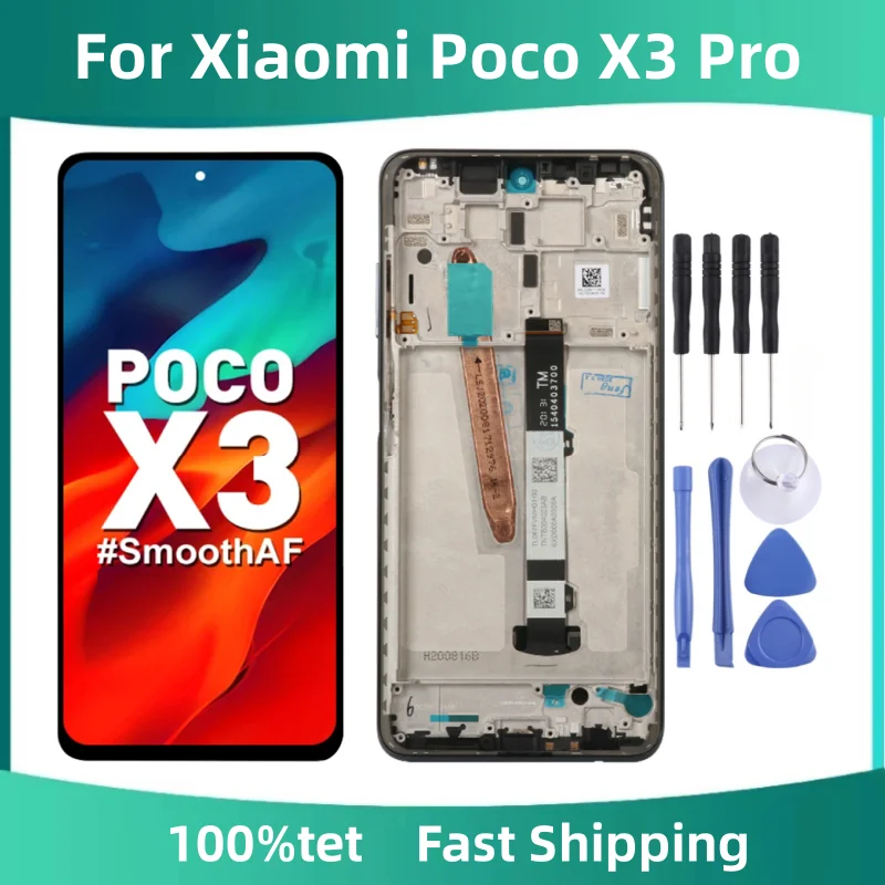 

ЖК-дисплей с рамкой для Xiaomi Poco X3 Pro, 6,67 дюйма, ЖК-дисплей с сенсорной панелью, запчасти для Poco X3, M2007J20CG, M2102J20SG