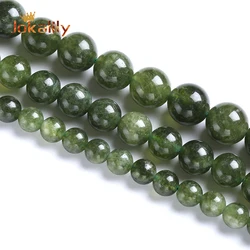 Natural Canada Jades Beads for Jewelry Making Dark Green Stone Round Loose Beads Fit DIY Bracelet Necklace Handmade 15